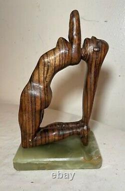 Modern carved wood nude lady woman Puzant Meymarian sculpture statue Folk art