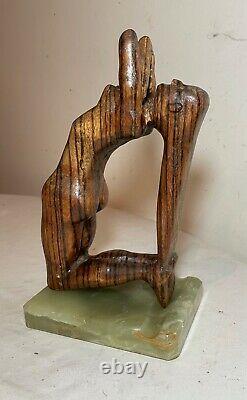 Modern carved wood nude lady woman Puzant Meymarian sculpture statue Folk art