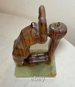 Modern carved wood nude lady woman Puzant Meymarian sculpture statue Folk art