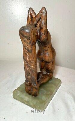 Modern carved wood nude lady woman Puzant Meymarian sculpture statue Folk art