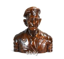 Monumental Vintage Folk Art Carved Wood Bust Sculpture US Military Two Star Gene