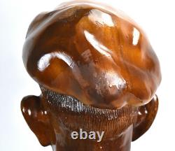 Monumental Vintage Folk Art Carved Wood Bust Sculpture US Military Two Star Gene