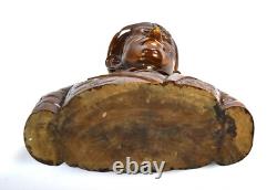 Monumental Vintage Folk Art Carved Wood Bust Sculpture US Military Two Star Gene