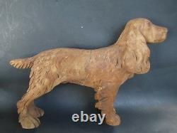 NICE vintage DOG old hand carved wood C1900's FOLK ART 12-1/2 Long 8-1/2 High