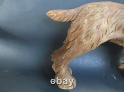 NICE vintage DOG old hand carved wood C1900's FOLK ART 12-1/2 Long 8-1/2 High