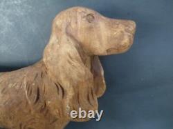 NICE vintage DOG old hand carved wood C1900's FOLK ART 12-1/2 Long 8-1/2 High