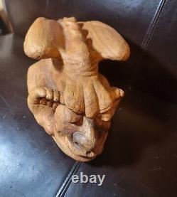 N. Weisman Carved Wood Dragon Devil Folk Art