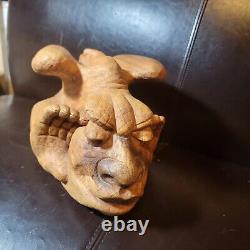 N. Weisman Carved Wood Dragon Devil Folk Art