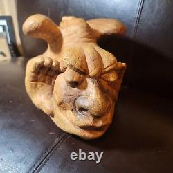 N. Weisman Carved Wood Dragon Devil Folk Art