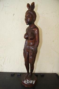 Nassau Bahamas Playboy Club Signed Carved Wood Carving Folk Art Statue VTG 70s