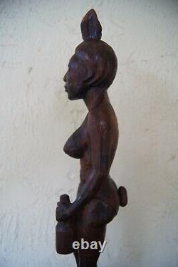 Nassau Bahamas Playboy Club Signed Carved Wood Carving Folk Art Statue VTG 70s