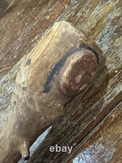 Native American Folk Art Walking Stick Cane Carved Wood Indian Chief American