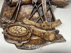 Navigation Co Pass Display Wood Carving by Art Inyo McKellips Antique Antique