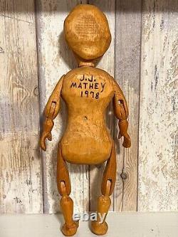 New York Jacob Mathey Folk Outsider Art Carved Rare Jimmy Carter Doll 1978