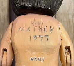 New York Jacob Mathey Folk Outsider Art Carved Smiling Lady 12 Doll 1977