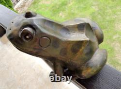 Ntique Folk Art Carved Frog Sculpture Wood Germany Large Hand Made