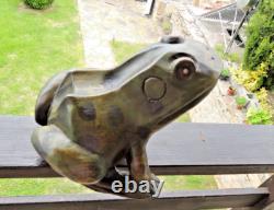 Ntique Folk Art Carved Frog Sculpture Wood Germany Large Hand Made