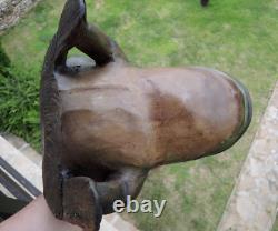 Ntique Folk Art Carved Frog Sculpture Wood Germany Large Hand Made