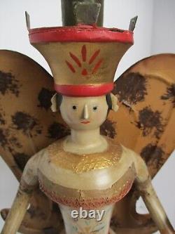 Nuremberg Folk Art Angel Wooden Sculpture 16 Antique Repro German Candelabra