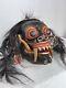 Old 21 Carved Wood Ancestor Mask Figure Tribal Folk Art Head With Hair