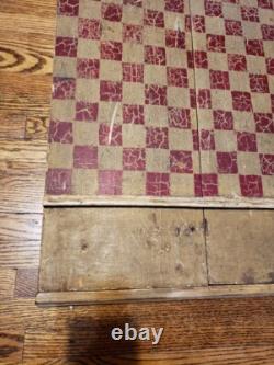 OLD HAND CARVED/PAINTED CHECKERS 1800s BOARD GAME FOLK ART primitive