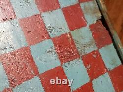 OLD HAND CARVED/PAINTED CHECKERS 1800s BOARD GAME FOLK ART primitive