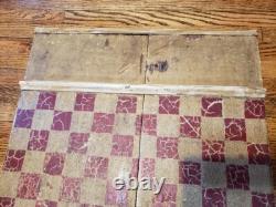 OLD HAND CARVED/PAINTED CHECKERS 1800s BOARD GAME FOLK ART primitive
