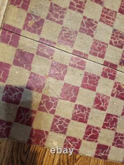 OLD HAND CARVED/PAINTED CHECKERS 1800s BOARD GAME FOLK ART primitive