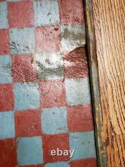 OLD HAND CARVED/PAINTED CHECKERS 1800s BOARD GAME FOLK ART primitive