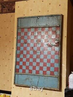 OLD HAND CARVED/PAINTED CHECKERS 1800s BOARD GAME FOLK ART primitive