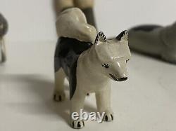 OLD Northwest coast Eskimo Doll Animals Set Hand carve wooden sculpture folk Art