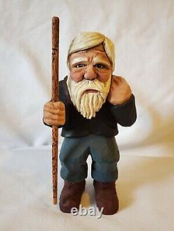 OOAK Santa Figure Folk Art Hand Carved 5.75 tall