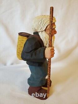 OOAK Santa Figure Folk Art Hand Carved 5.75 tall