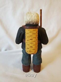 OOAK Santa Figure Folk Art Hand Carved 5.75 tall