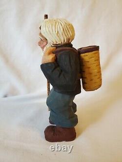 OOAK Santa Figure Folk Art Hand Carved 5.75 tall