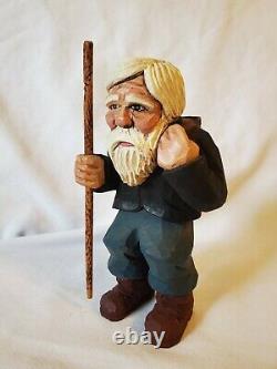 OOAK Santa Figure Folk Art Hand Carved 5.75 tall