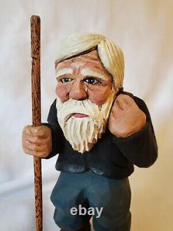 OOAK Santa Figure Folk Art Hand Carved 5.75 tall