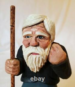 OOAK Santa Figure Folk Art Hand Carved 5.75 tall