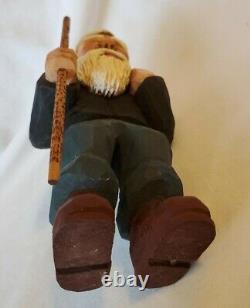 OOAK Santa Figure Folk Art Hand Carved 5.75 tall