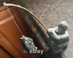 OUTSIDER ART. Stone Sculpture Fisherman Overlooking Ocean READ DESCRIPTION