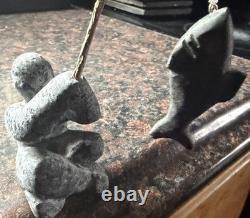 OUTSIDER ART. Stone Sculpture Fisherman Overlooking Ocean READ DESCRIPTION
