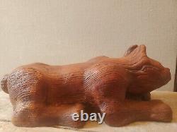 Oak carved wooden cat kitty kitten old Antique folk art Victorian high style era