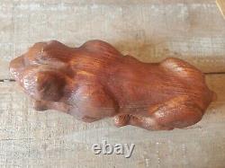 Oak carved wooden cat kitty kitten old Antique folk art Victorian high style era