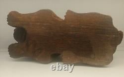 Oak carved wooden cat kitty kitten old Antique folk art Victorian high style era