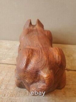 Oak carved wooden cat kitty kitten old Antique folk art Victorian high style era