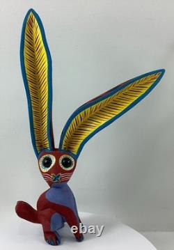 Oaxacan Alebrije Wood Carvings Mexican Folk Art Large Jack Rabbit Sculpture VI