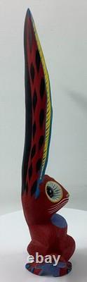 Oaxacan Alebrije Wood Carvings Mexican Folk Art Large Jack Rabbit Sculpture VI