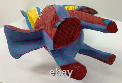 Oaxacan Alebrije Wood Carvings Mexican Folk Art Large Jack Rabbit Sculpture VI