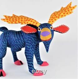 Oaxacan Wood Carving Armando Jimenez Blue Moose Oaxaca Mexican Folk Art Alebrije