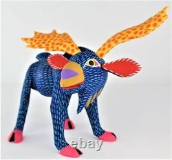 Oaxacan Wood Carving Armando Jimenez Blue Moose Oaxaca Mexican Folk Art Alebrije